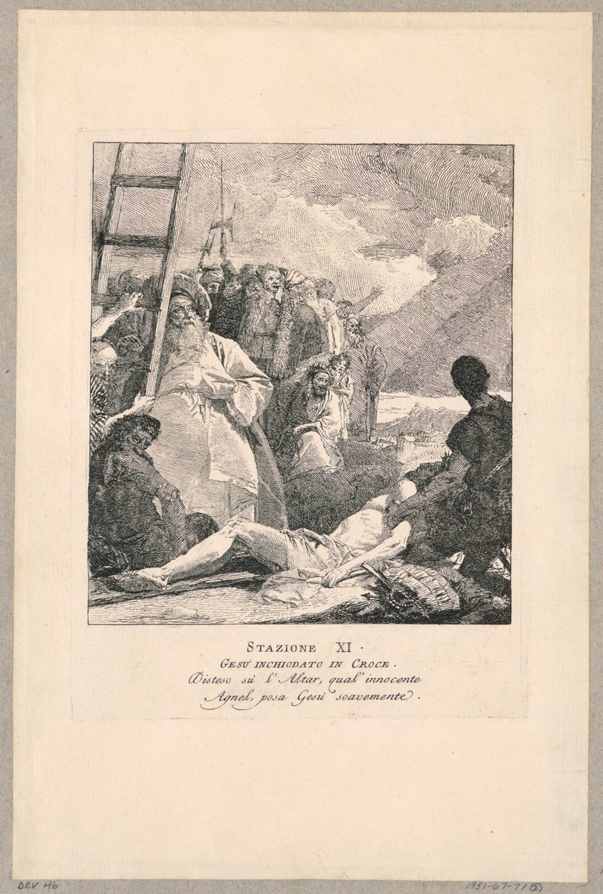 Via crucis - Stanice XI, Ježíš přibitý na kříž od Giovanni Domenico Tiepolo