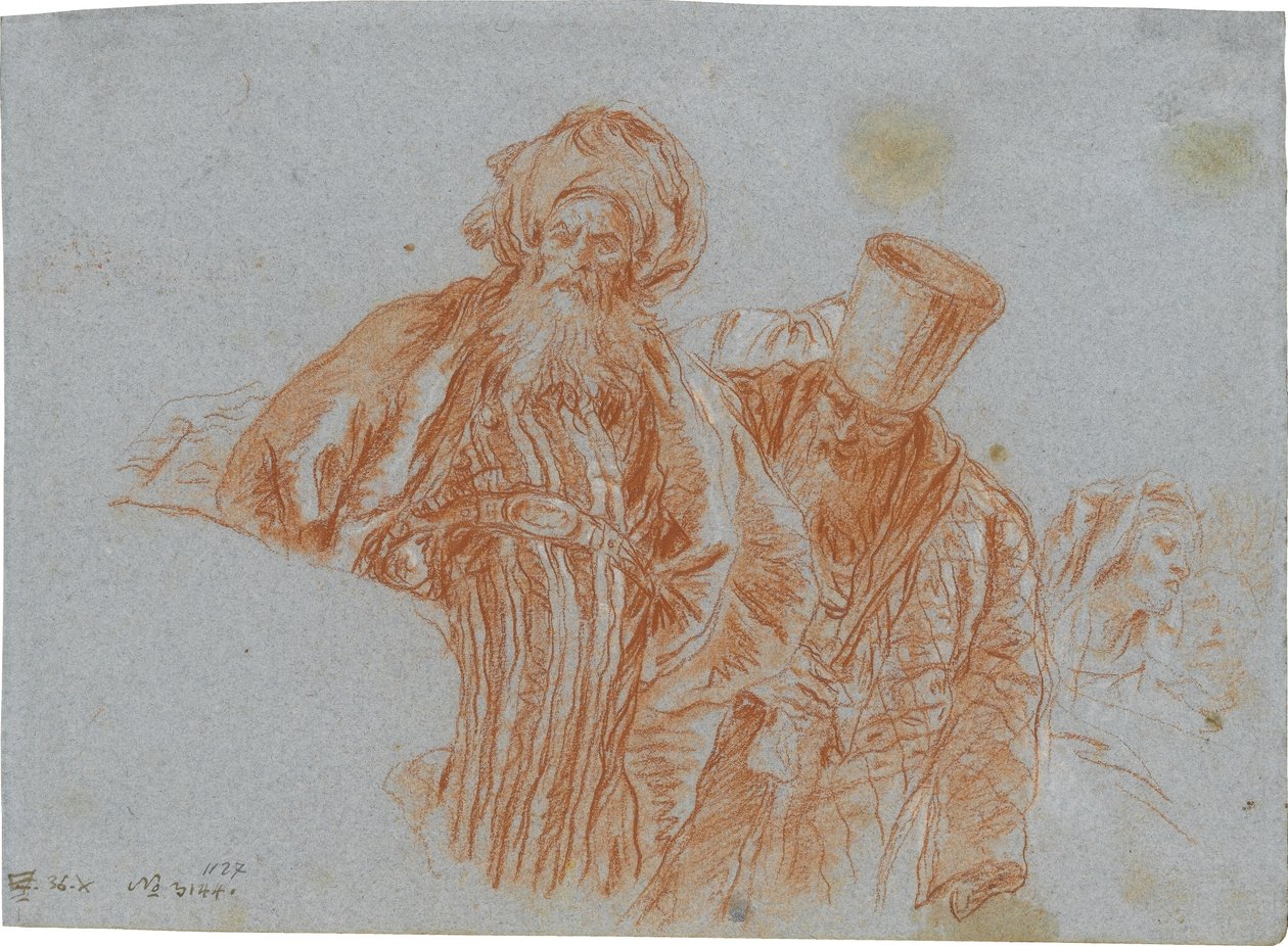Dva orientální obchodníci; verso: Levá ruka držící krucifix od Giovanni Domenico Tiepolo
