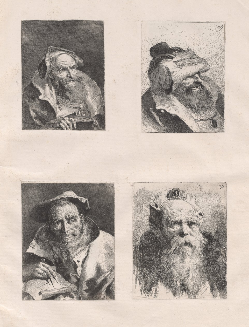 Sbírka hlav (část I a II) od Giovanni Domenico Tiepolo, after Giovanni Battista Tiepolo