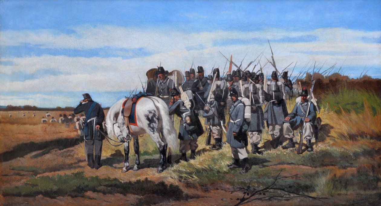 Vojenský průzkum, průzkum, asi 1861 (olej na plátně) od Giovanni Fattori