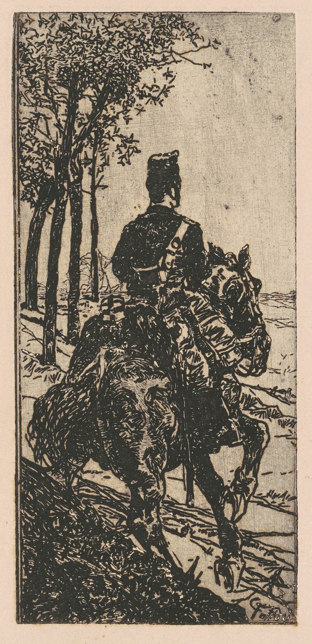 Dělostřelecký voják na koni od Giovanni Fattori