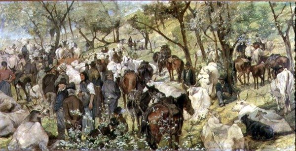Dobytčí trh v Maremmě od Giovanni Fattori