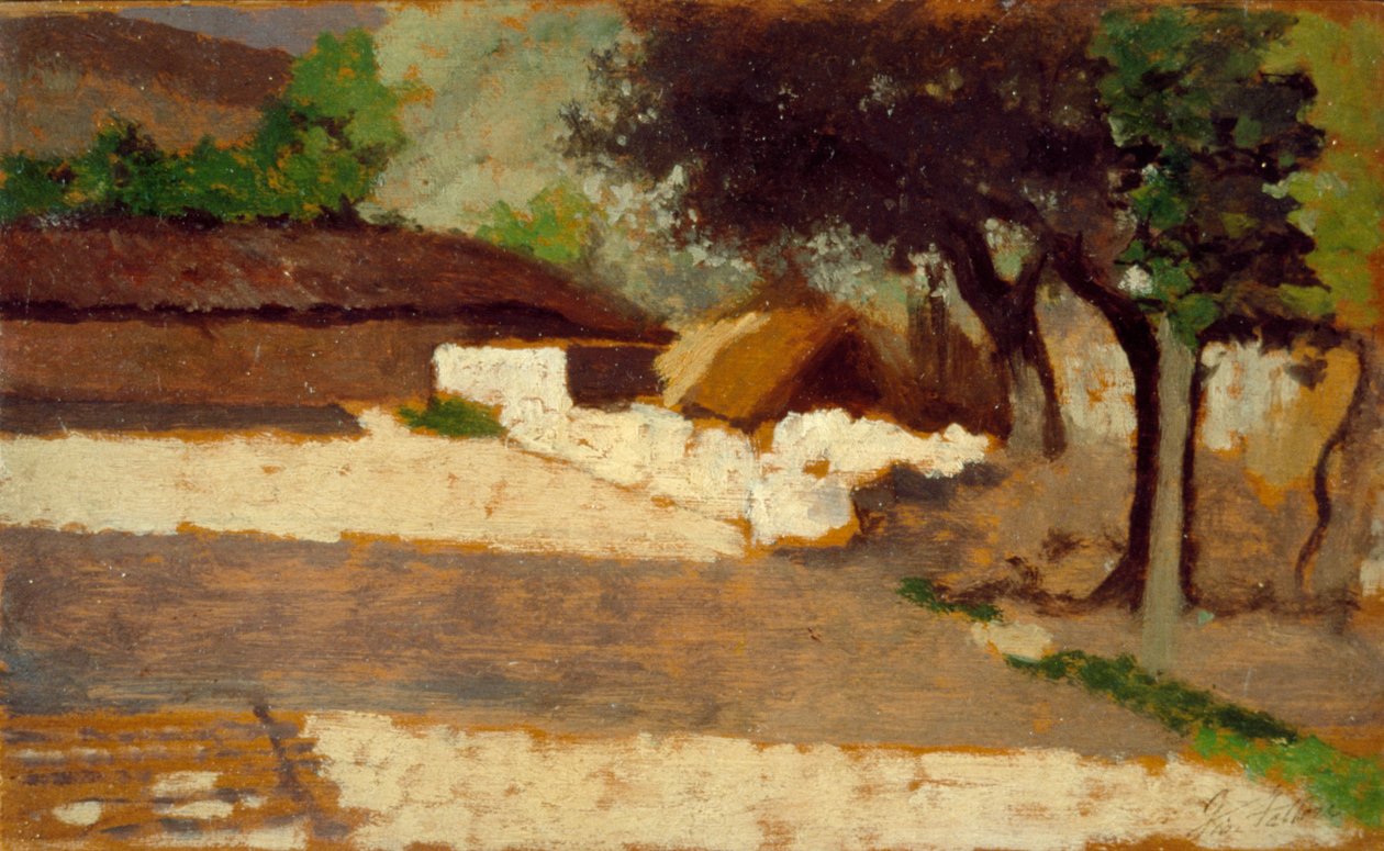 Efekt slunce, Giovanni Fattori (1825-1908), olej na panelu od Giovanni Fattori