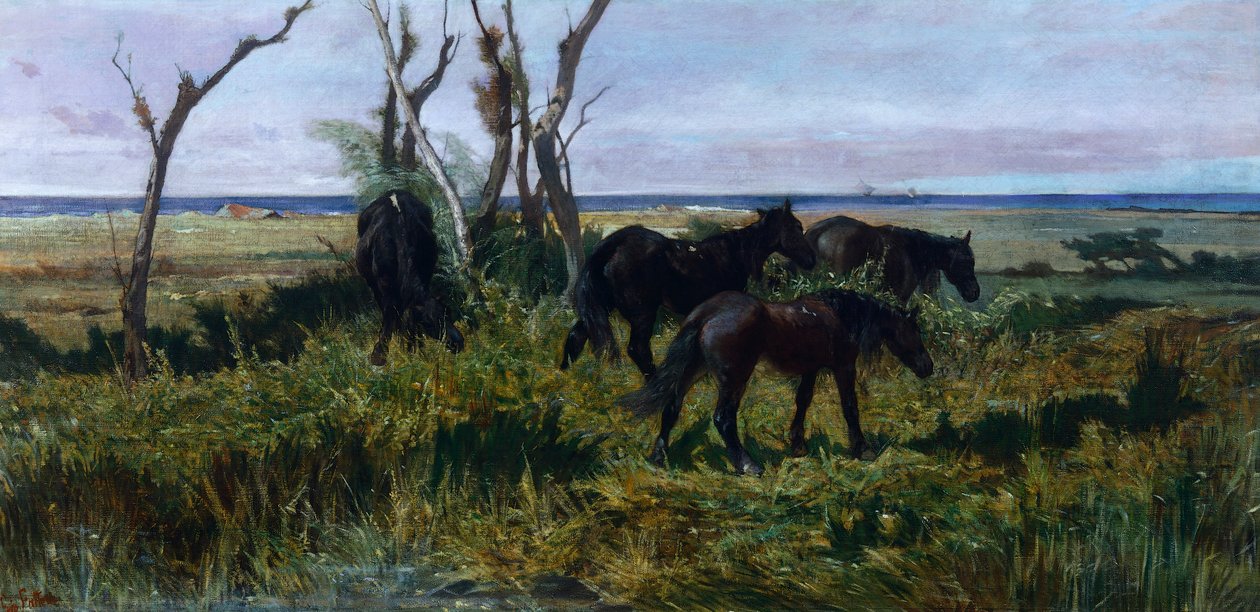 Pasoucí se koně, Giovanni Fattori (1825-1908) od Giovanni Fattori