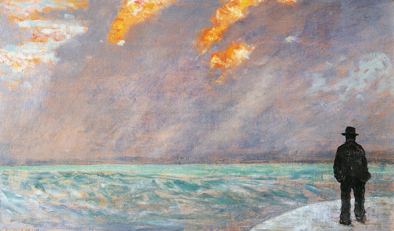 Itálie, Florencie, Západ slunce na moři od Giovanni Fattori