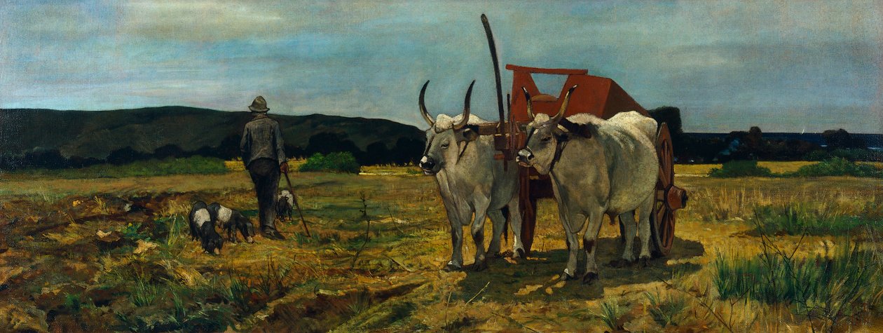 Maremma Toskánsko, Giovanni Fattori (1825-1908), olej na plátně, 77,5 x 205,7 cm od Giovanni Fattori