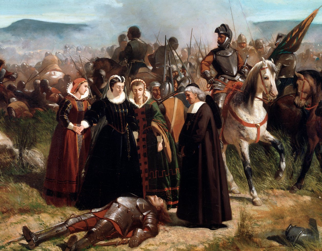 Mary Queen of Scots, v bitvě u Langside, bojovala 13. května 1568. detail - Malba od Giovanni Fattori