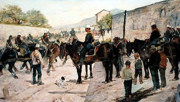 Vojenská cvičení od Giovanni Fattori