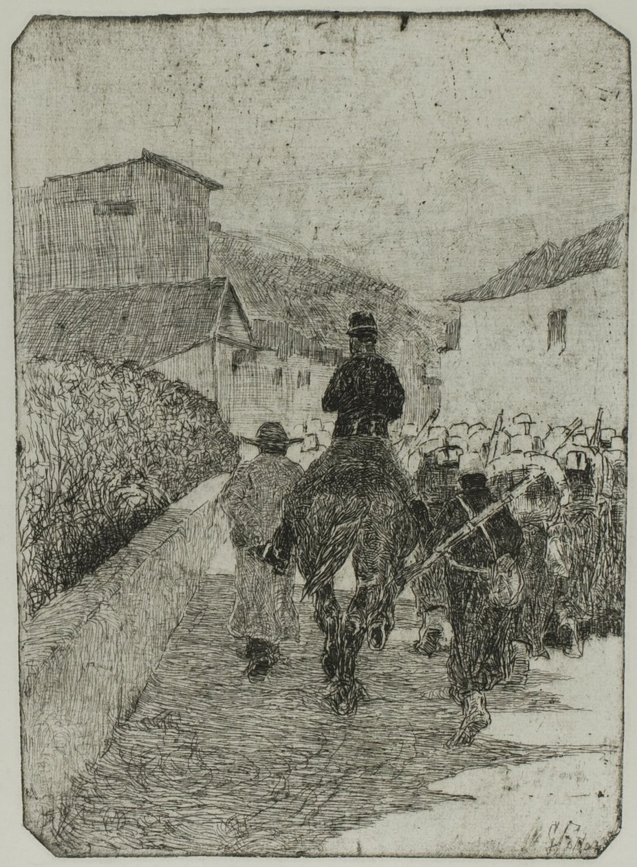 Vojenská promenáda od Giovanni Fattori