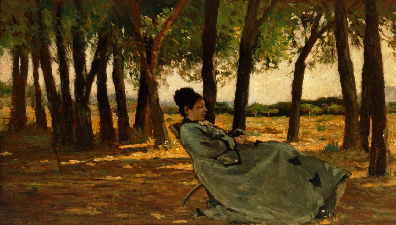 Paní Martelli v Castiglioncello, Giovanni Fattori (1825-1908), olej na plátně, 20x35 cm. od Giovanni Fattori