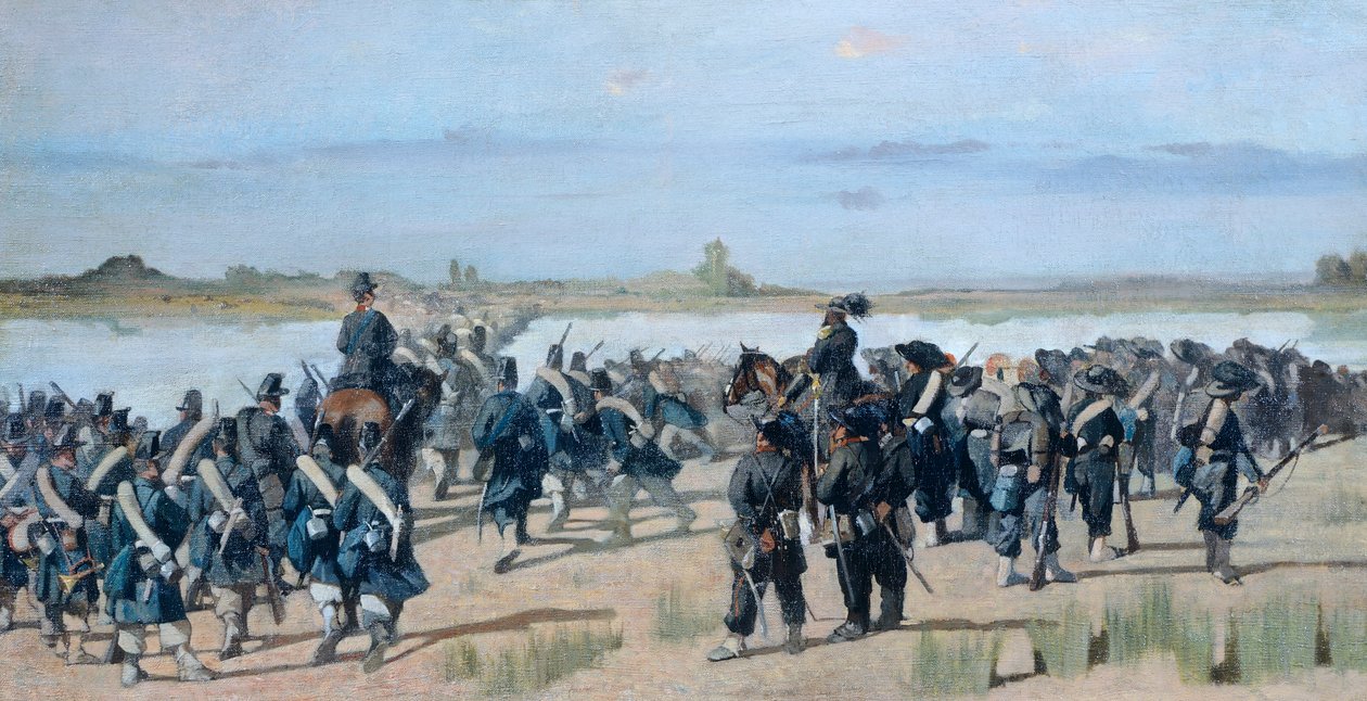 Průjezd řekou Mincio, Giovanni Fattori (1825-1908) od Giovanni Fattori