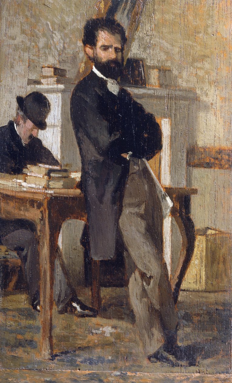 Portrét právníka Bongiovanniho, Giovanni Fattori (1825-1908), olej na plátně, 24x14,4 cm od Giovanni Fattori