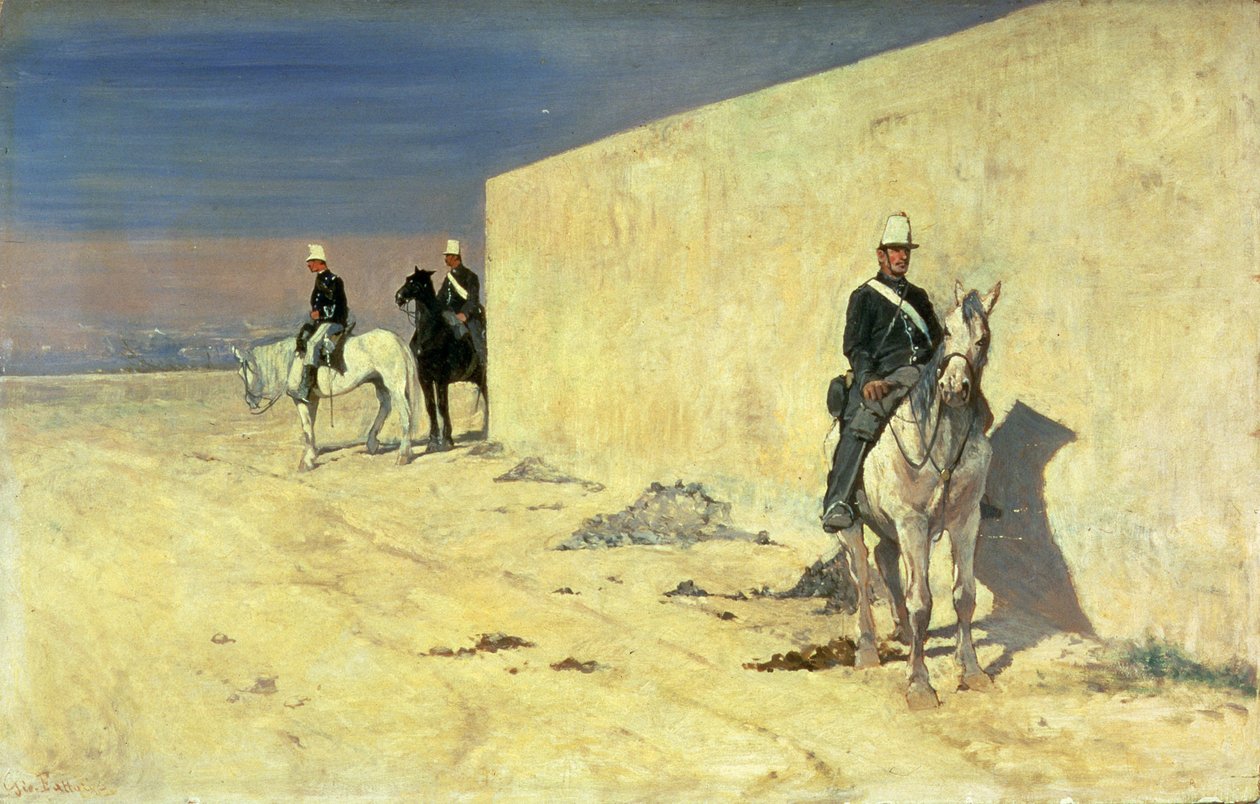 The Watch (The White Wall), c.1871 (panel) od Giovanni Fattori