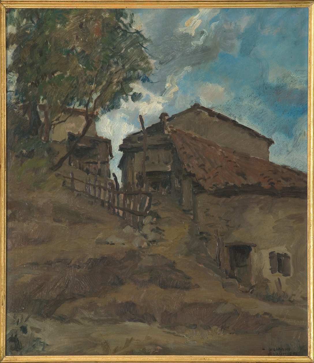 Mountain Traditional Housefarm (olej na překližce) od Giovanni Forghieri