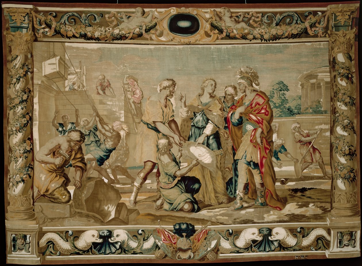 Dido ukazuje Aeneovi plány opevnění Kartága. od Giovanni Francesco (1610 62) Romanelli