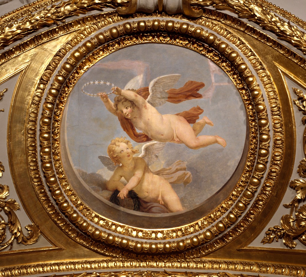 Milovat. Obraz od Giovanniho Romanelliho (1601-1662) zdobící strop Antonínského sálu, ložnice letních bytů královny Anny Rakouské (1601-1666). Kolem 1655-1658. Paříž, muzeum Louvre. od Giovanni Francesco Romanelli