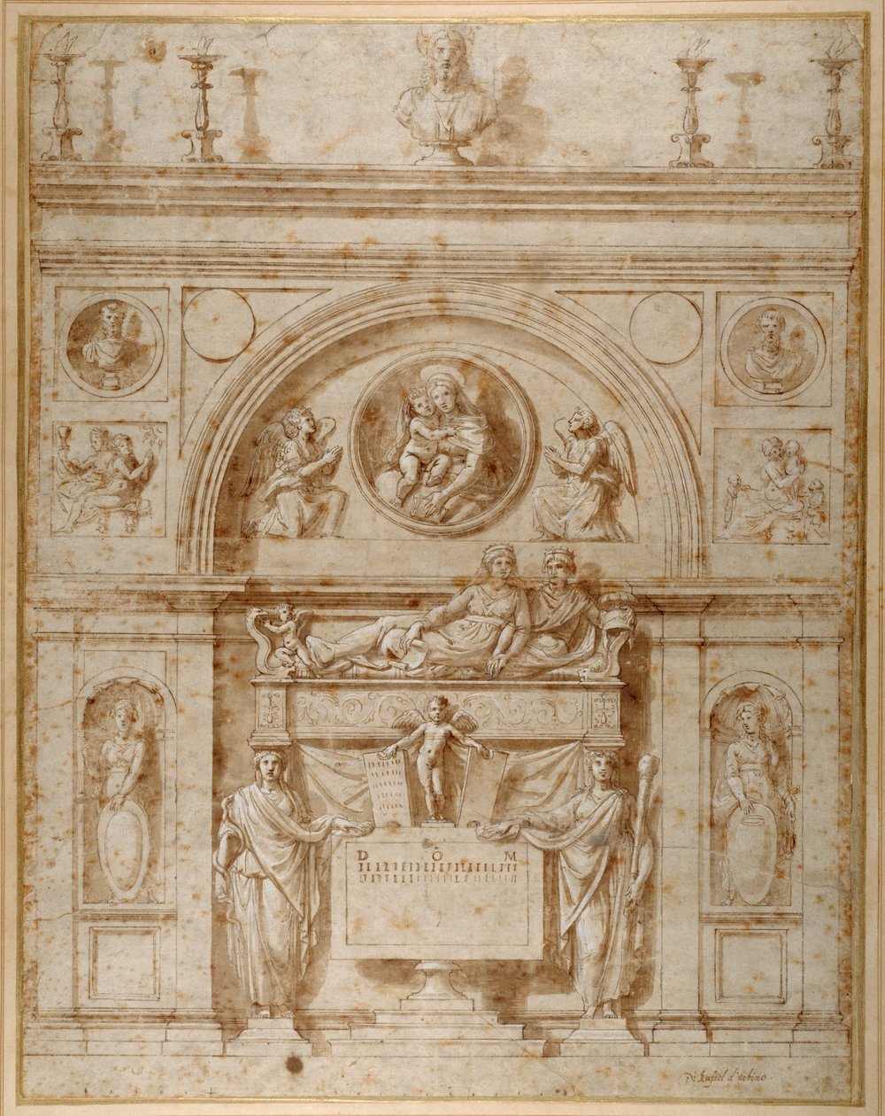 Návrh nástěnné hrobky na etruský způsob (pero a inkoust na papíře) od Giovanni Francesco (c.1488 1528) Penni