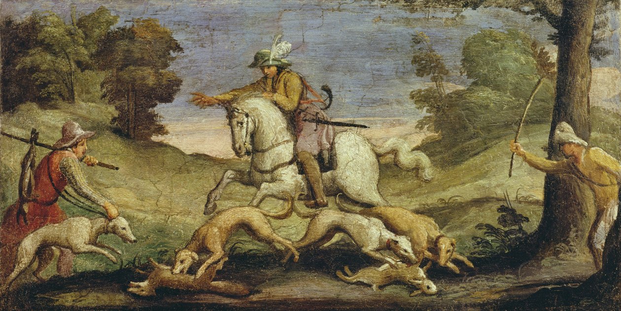 Lov na zajíce, 1615 od Giovanni Francesco Barbieri