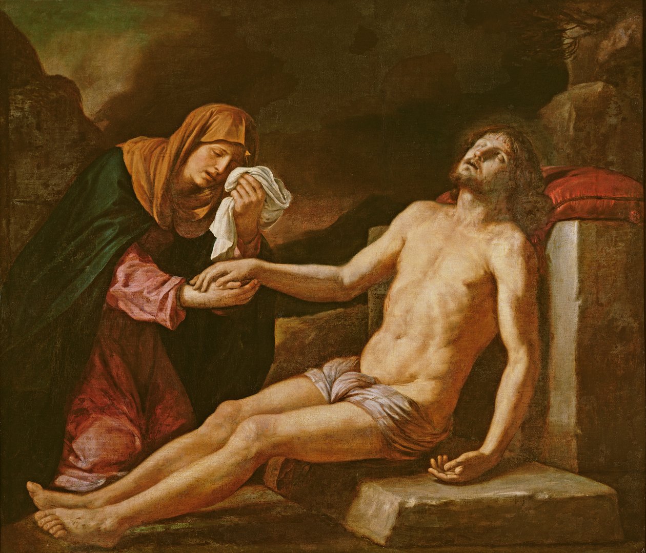 Ježíš oplakaný Pannou od Giovanni Francesco Barbieri