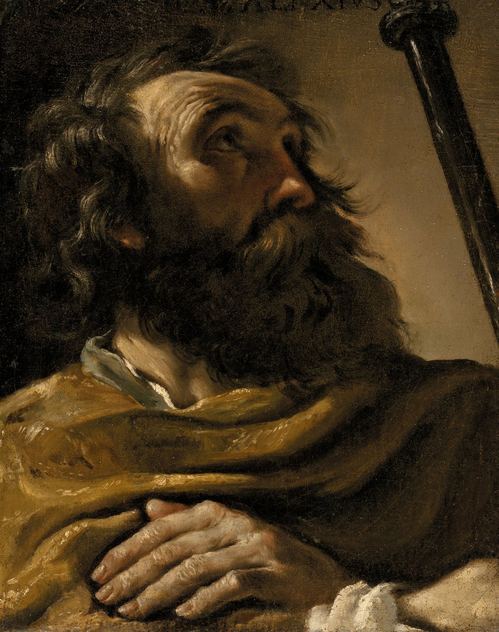 Svatý Alexius v hnědém plášti s holí v ruce od Giovanni Francesco Barbieri