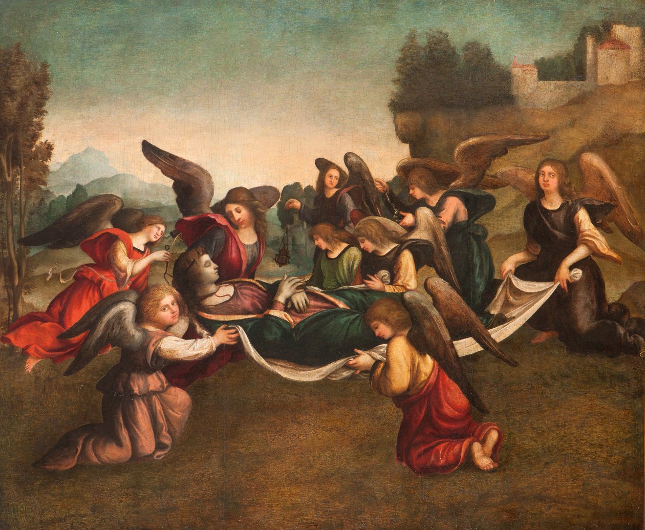 Pohřeb Panny Marie, po restaurování od Giovanni Francesco Caroto
