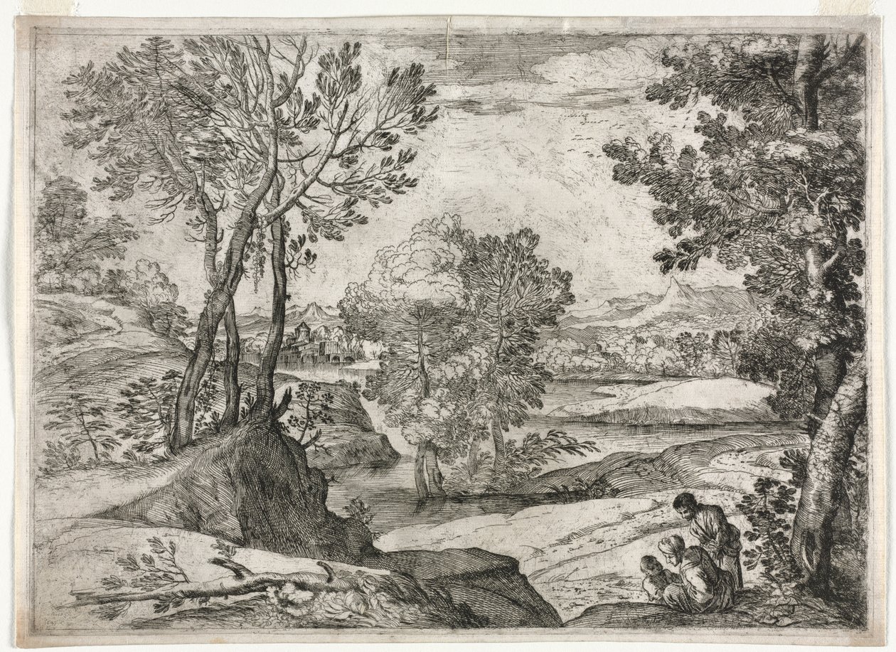 Krajina s rodinou od Giovanni Francesco Grimaldi