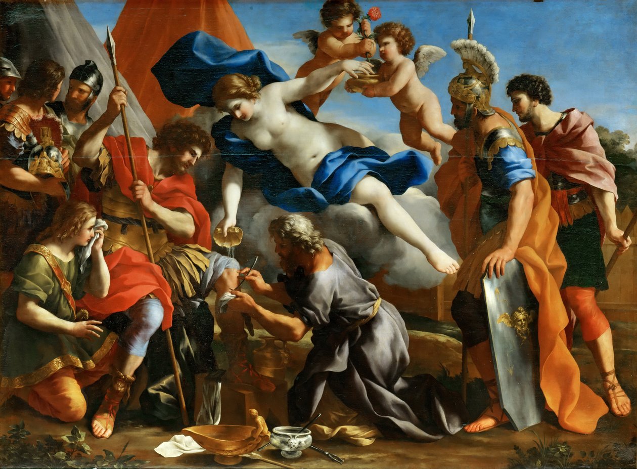 Venuše nalévá balzám na Aeneovu ránu od Giovanni Francesco Romanelli