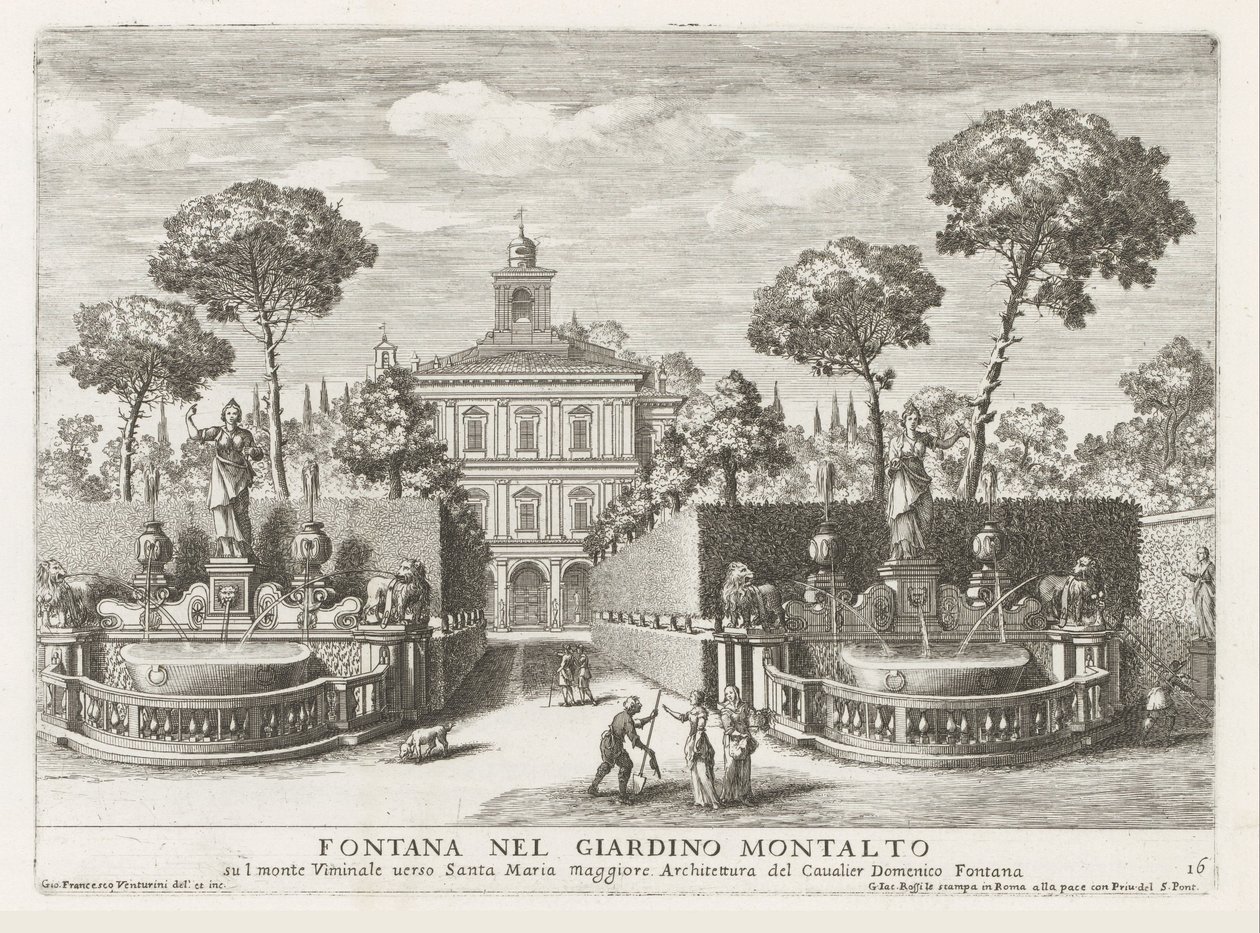 Fonteinen in de tuinen van de Villa Montalto Negroni te Rome Fontána v zahradě Montalto (...) (název na objektu) Fontány v palácích a zahradách Říma (název série) Fonteinen in de paleizen en tuinen van Rome (název série) od Giovanni Francesco Venturini