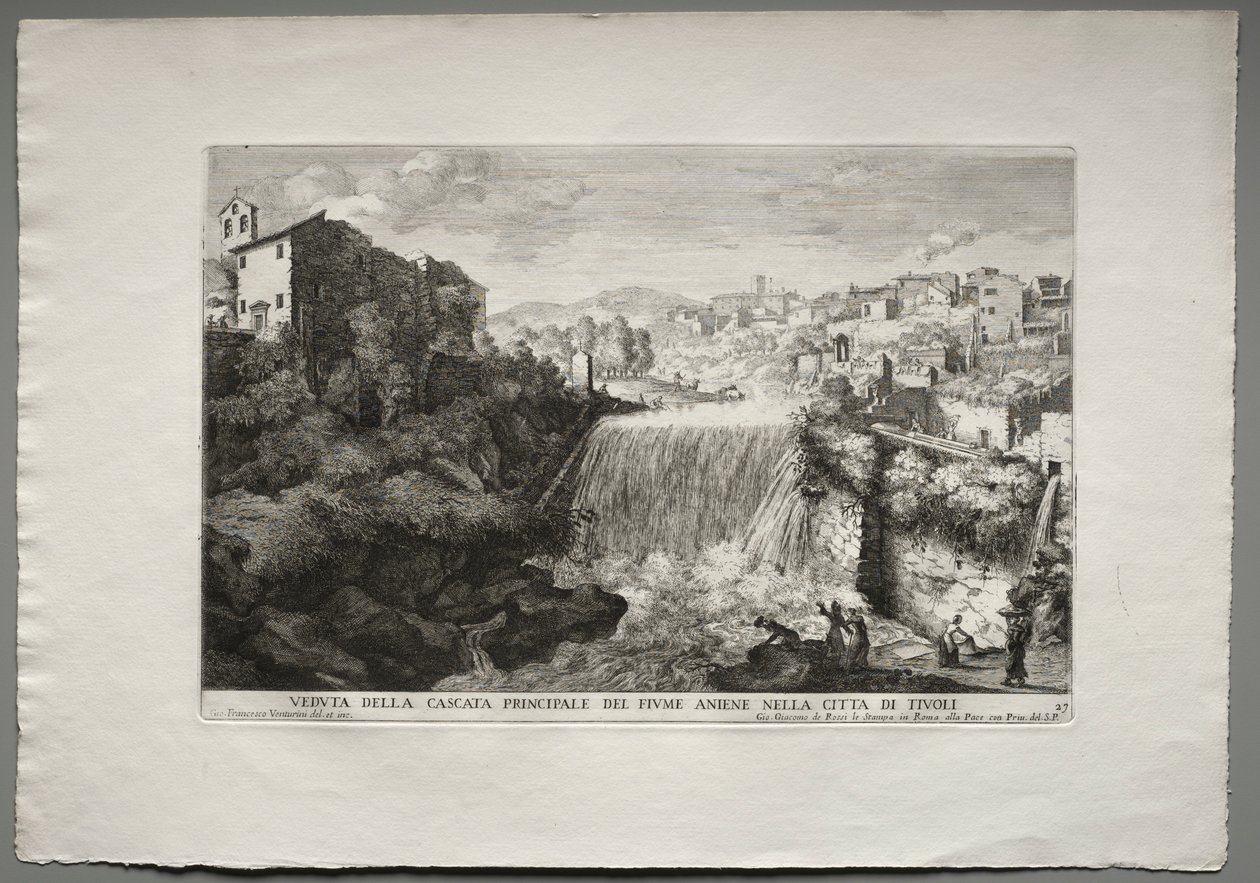 Veduta della Cascata Principale del Fiume Aniene nelle citta di Tivoli. od Giovanni Francesco Venturini