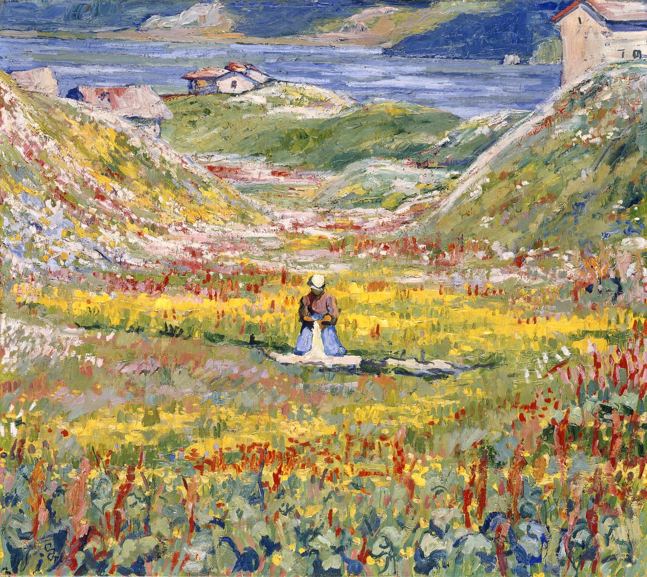 Kvetoucí louky v Maloji; Bluhende wiesen bei Maloja, kolem 1912-1924 od Giovanni Giacometti
