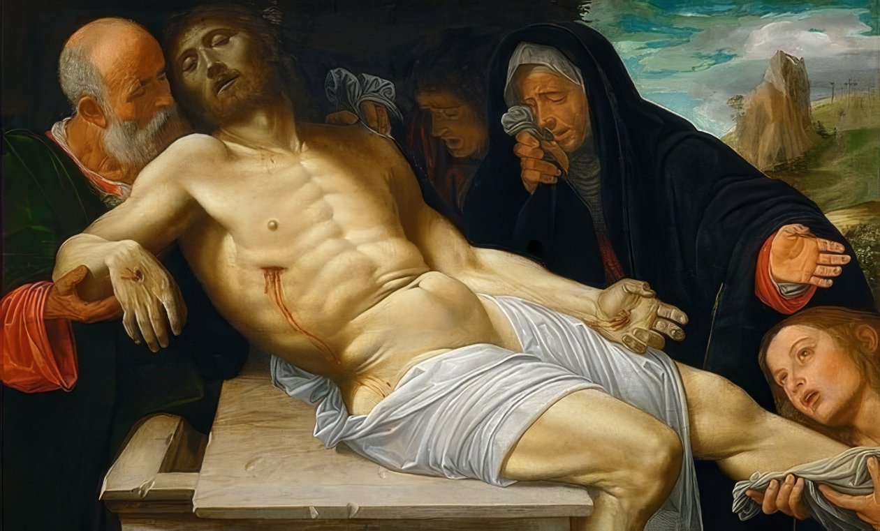 Oplakávání Krista. Kolem 1515-1520 od Giovanni Girolamo Savoldo