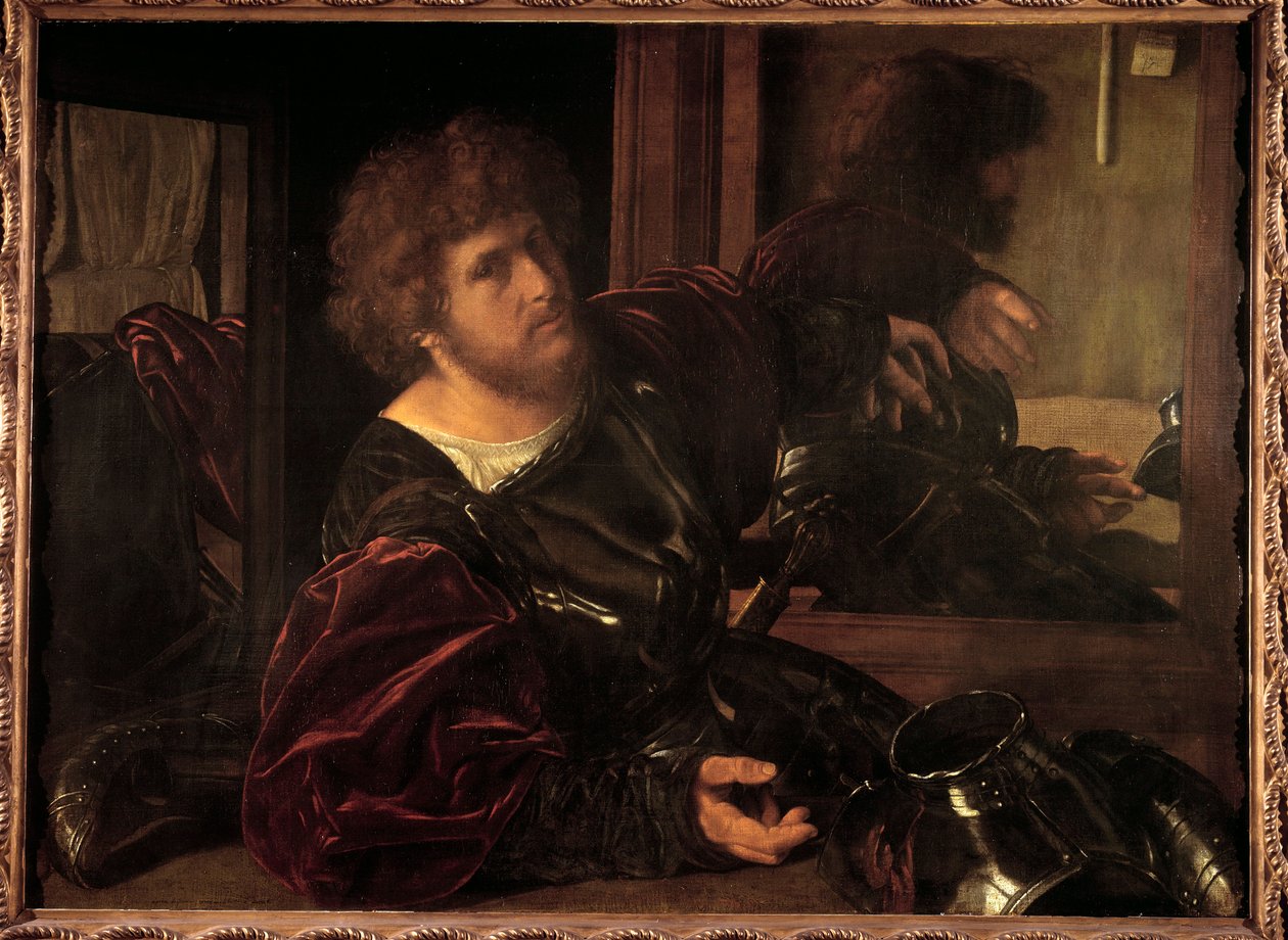Autoportrét dříve nazývaný portrét Gastona de Foix Obraz Giovanni Girolamo Savoldo (1480-1548) (ek.ital.) 16. století Sun. 0,91x1,23 m Paříž, Musee du Louvre. od Giovanni Girolamo Savoldo