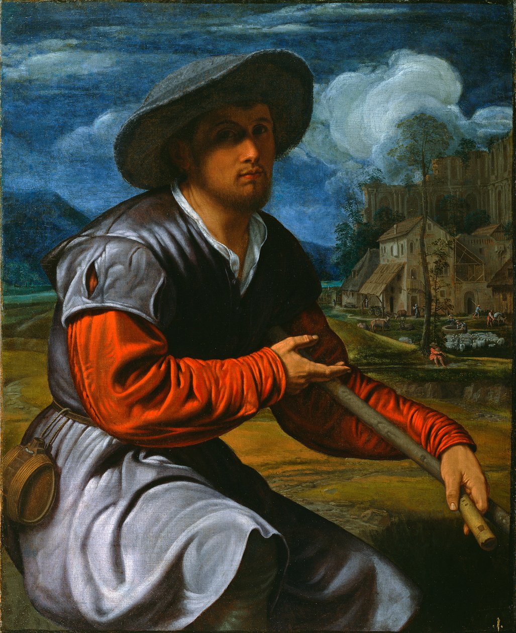 Pastýř s flétnou, cca 1525 (olej na plátně) od Giovanni Girolamo Savoldo