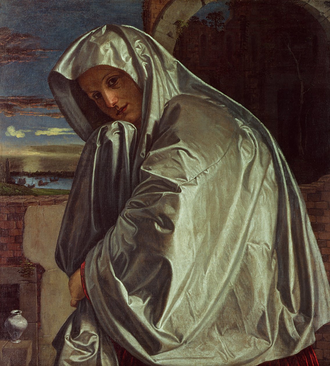 Svatá Máří Magdalena se blíží k hrobu od Giovanni Girolamo Savoldo