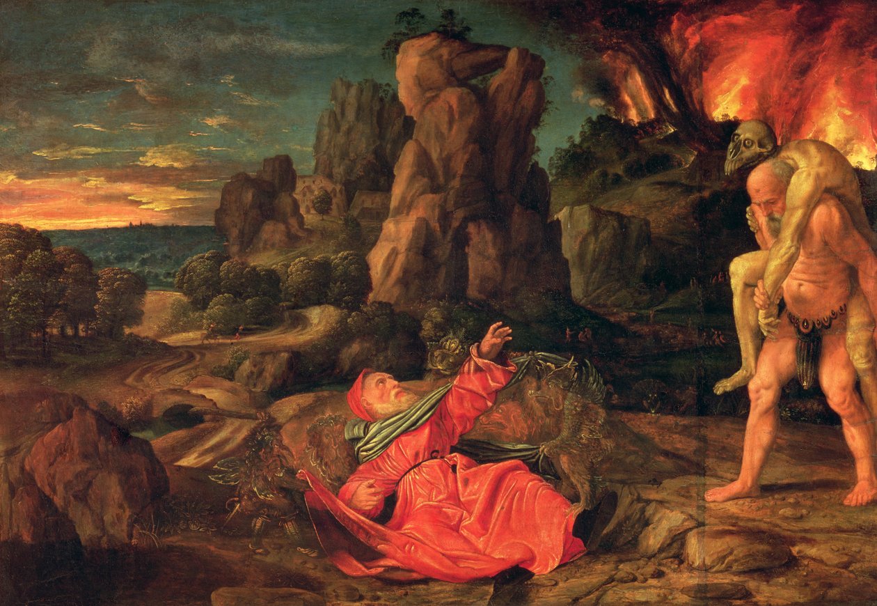 Pokušení sv. Antonína, kolem roku 1530 (olej na dřevě) od Giovanni Girolamo Savoldo