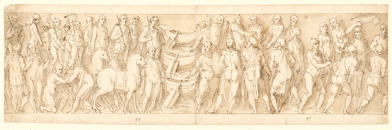 Sarmati se vzdávají (LIII); Němci jsou vedeni přes Dunaj (LIX); Němci byli obviněni Sarmaty před Marcusem Aureliem (LX); začátek scény stětí (LXI) od Giovanni Guerra