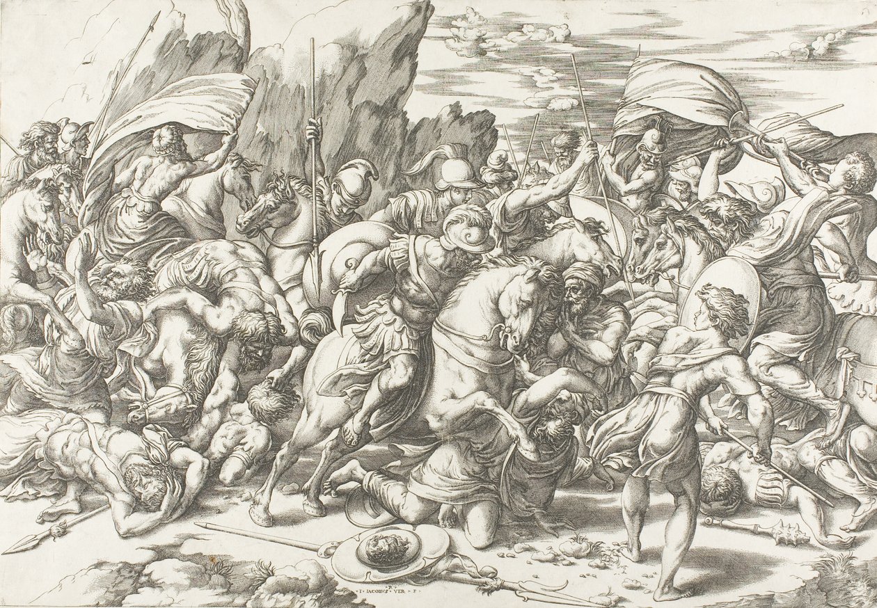 Bitva kolem štítu a kopí od Giovanni Jacopo Caraglio