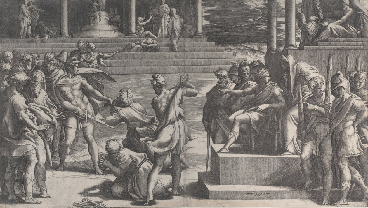 Umučení svatého Pavla a odsouzení svatého Petra, 1524-27. od Giovanni Jacopo Caraglio