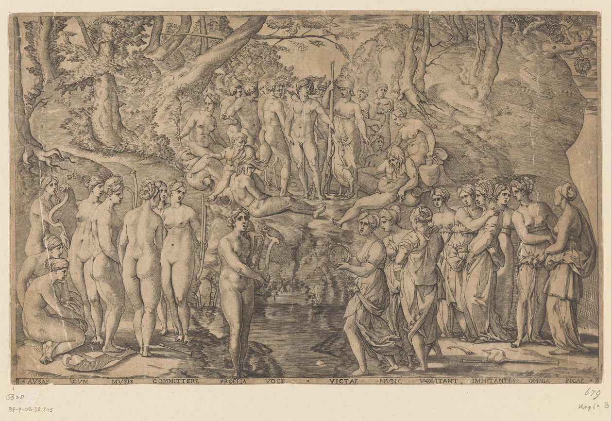 Soutěž mezi Múzami a Pieridy od Giovanni Jacopo Caraglio