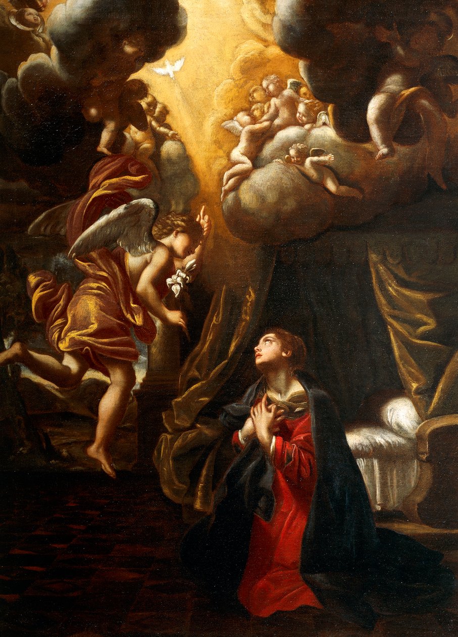 Zvěstování, Giovanni Lanfranco (1582-1647), olej na plátně, 76x55 cm od Giovanni Lanfranco