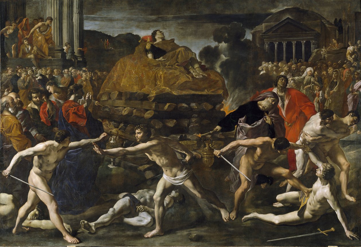 Kremační obraz ""Pohřební obřad římského císaře"" od Giovanniho Lanfranca (1582-1647) kolem roku 1636 Prado Museum Madrid od Giovanni Lanfranco