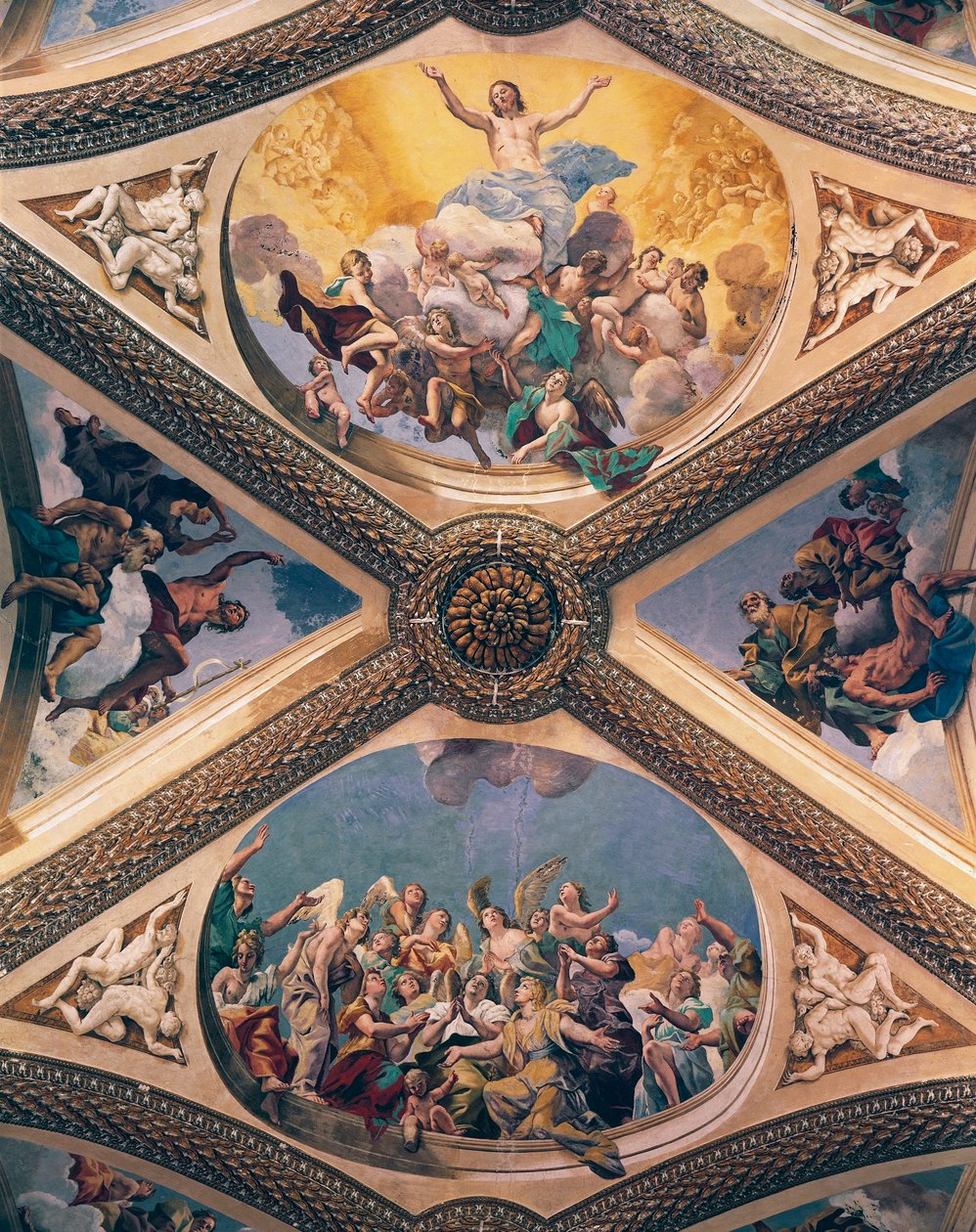 Sláva Kristova, freska, Giovanni Lanfranco (1582-1647), klenba kostela Certosa of San Martino, Neapol, Kampánie, Itálie od Giovanni Lanfranco