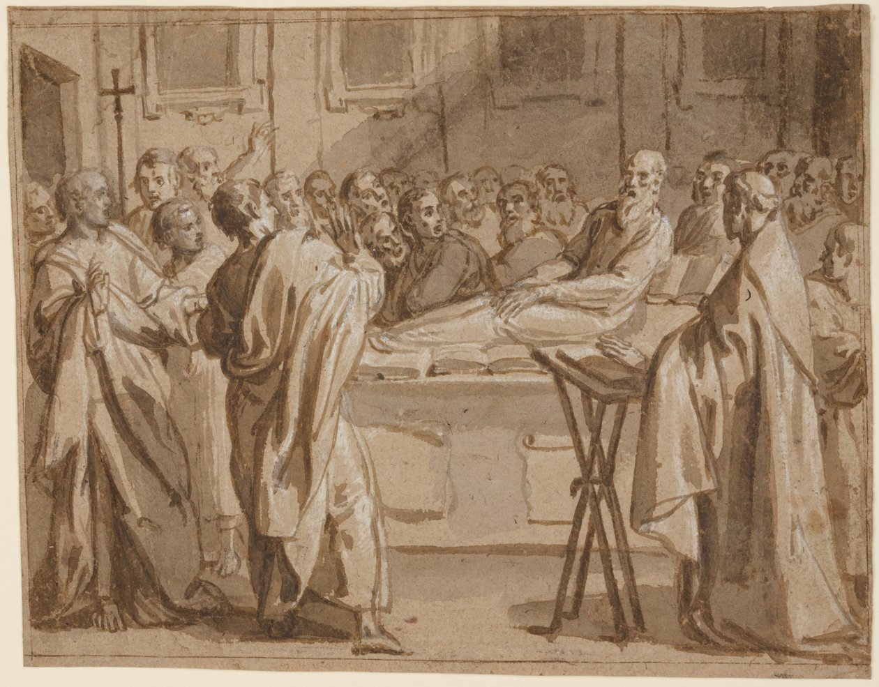 Pohřeb Raymonda Diocrèse: epizoda z příběhu svatého Bruna od Giovanni Lanfranco