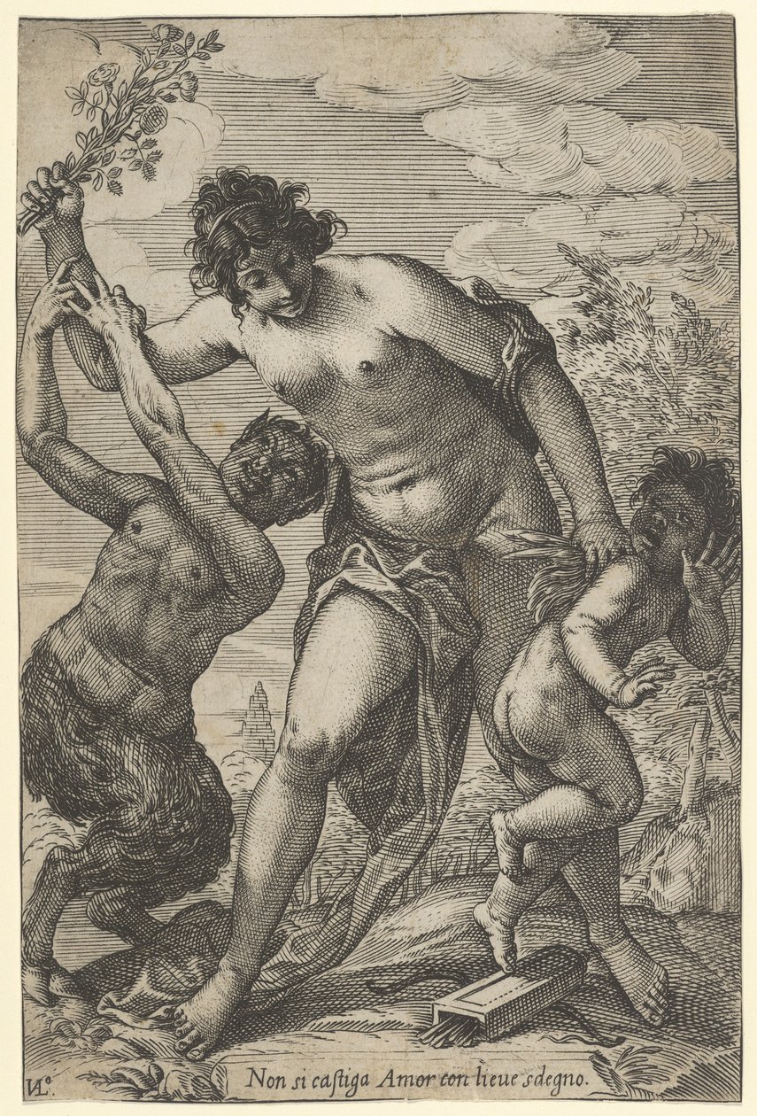 Venuše šlehající Cupid s růžemi, počátek 17. stol., počátek 17. stol. od Giovanni Luigi Valesio