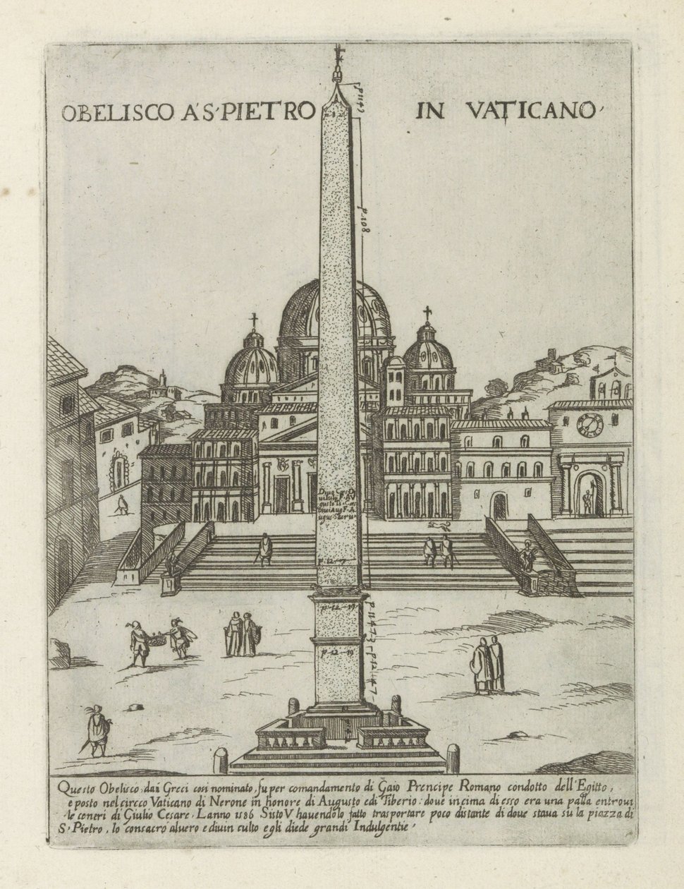 Vatikánský obelisk Obelisco a S. Pietro in Vaticano (titul na objektu) Moderní a starověké památky a budovy v Římě (název série) Ornamenti di fabriche antichi et moderni dell