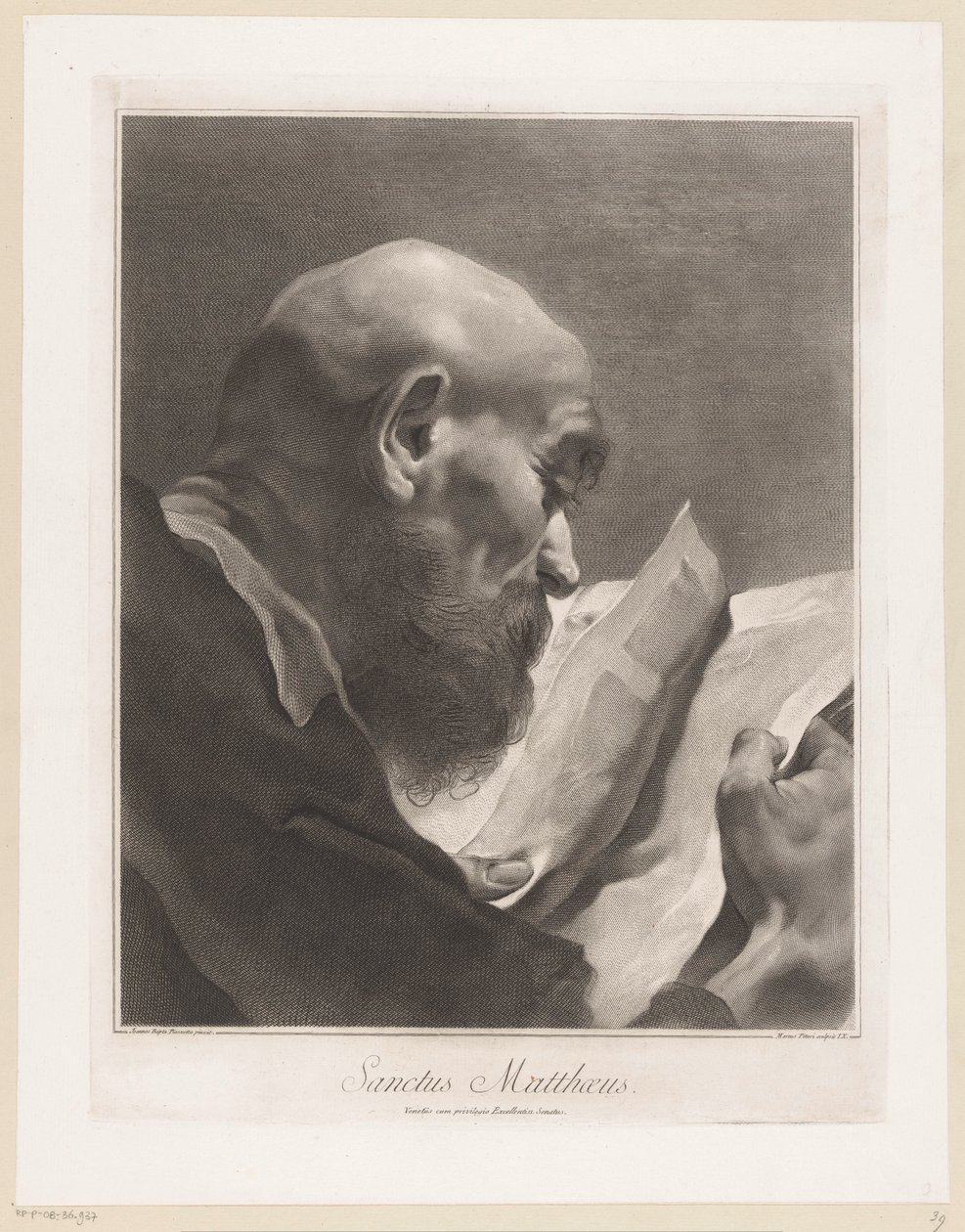 Apoštol Matouš Sanctus Matthaeus (název na objektu) Apoštolové (název série) od Giovanni Marco Pitteri