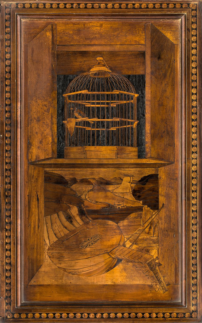 Lignaean Canonical Choir, intarzie Giovanni Maria Platina 1484, Superior Stall od Giovanni Maria Platina