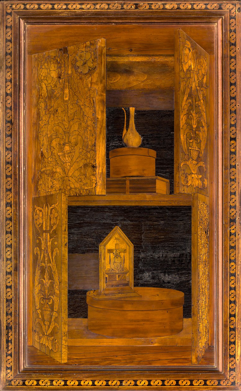 Lignaean Canonical Choir, intarzie Giovanni Maria Platina 1484, Superior Stall od Giovanni Maria Platina