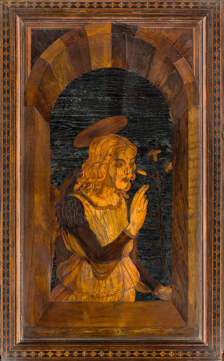 Lignaean Canonical Choir, intarzie Giovanni Maria Platina 1484, Superior Stall od Giovanni Maria Platina