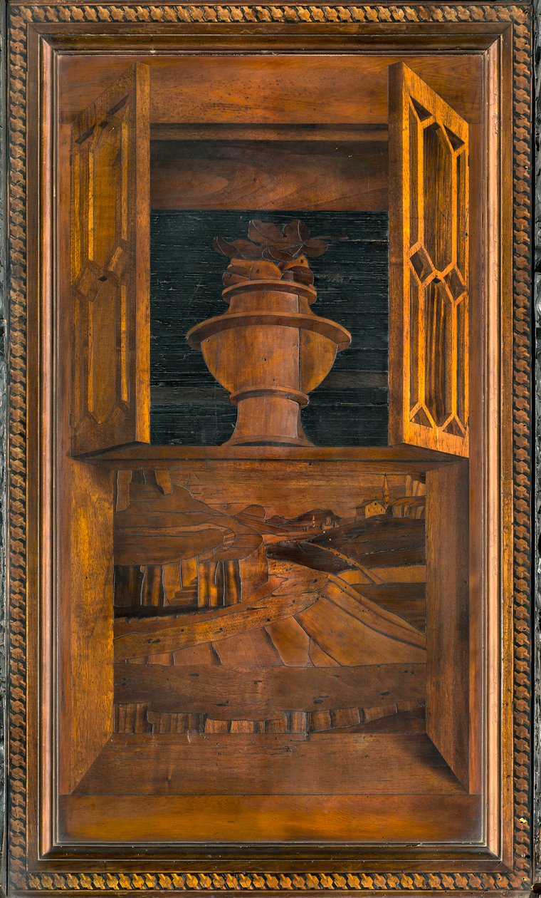 Lignaean Canonical Choir, intarzie Giovanni Maria Platina 1484, Superior Stall od Giovanni Maria Platina